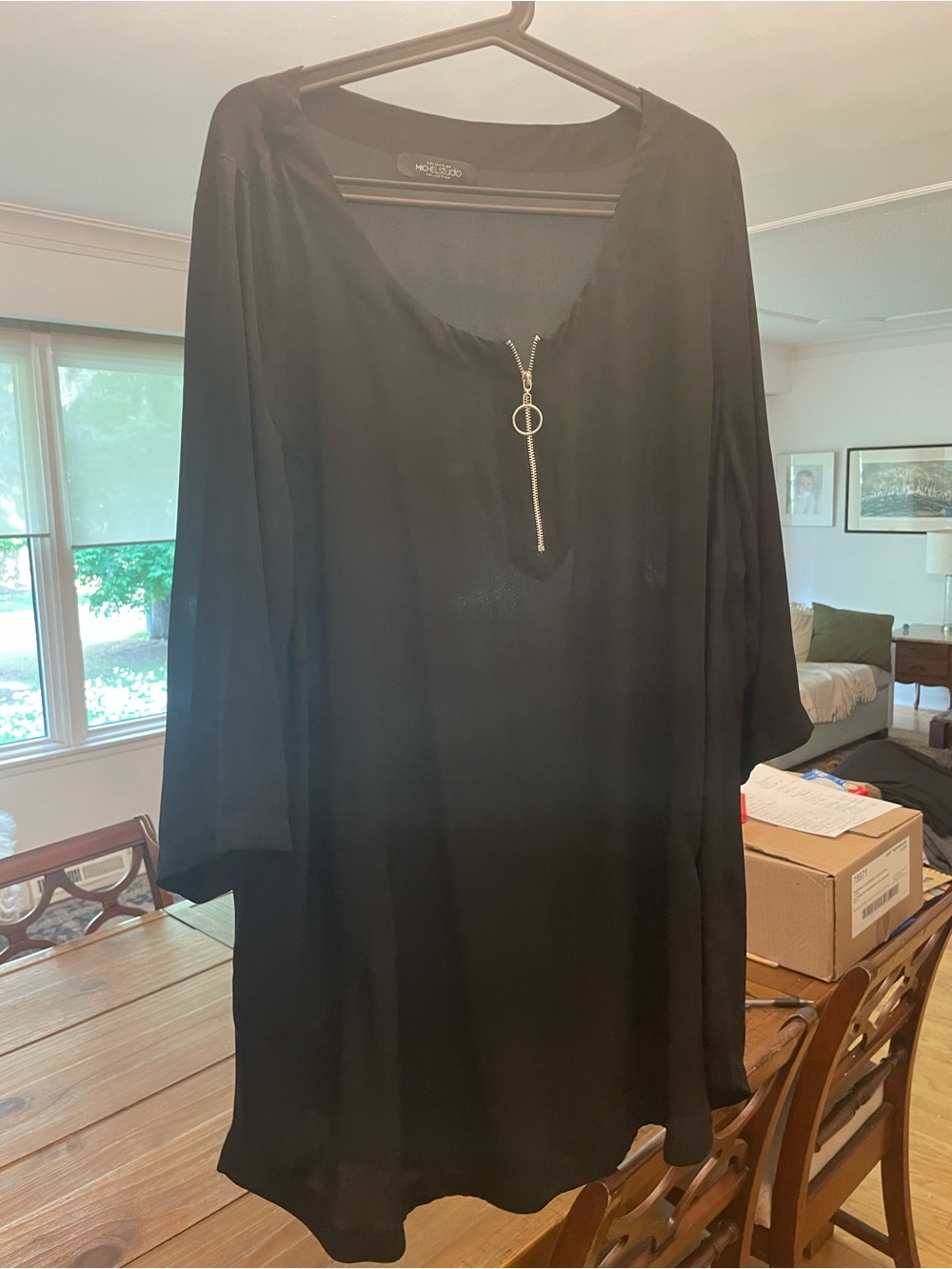 Michel Studio Black Dress Top with Subtle Sheen